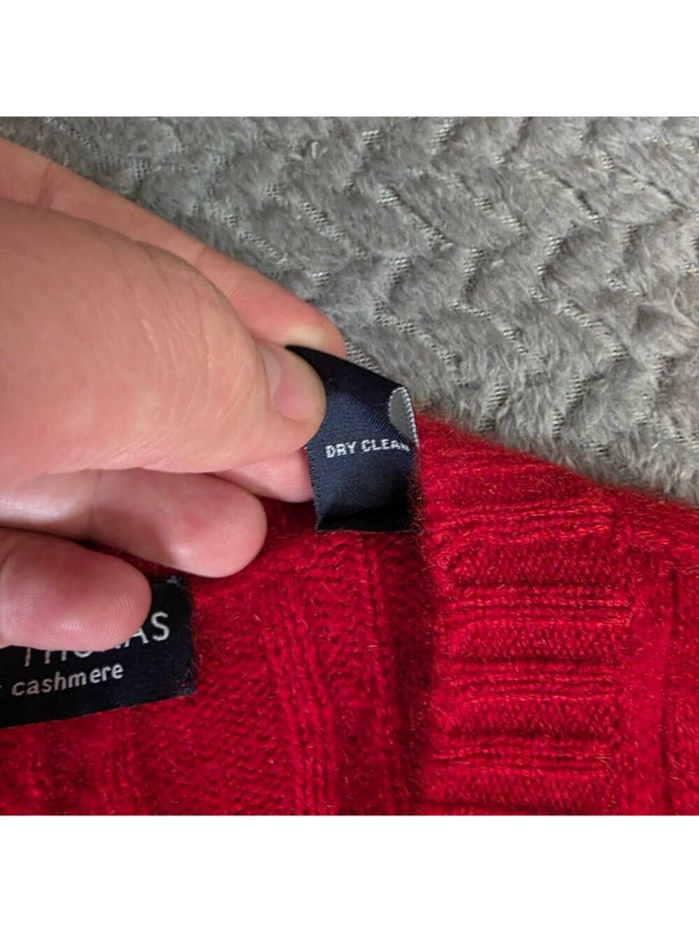 Grant Thomas Mens XL Red Cashmere Cable Knit Sweater Two-Ply Soft Classic Style - Picture 4 of 9